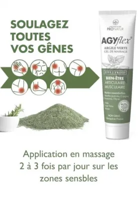 Massage gel voor gewrichten en spieren - AGYflex® GREEN CLAY Gel met 7 planten waaronder SOD