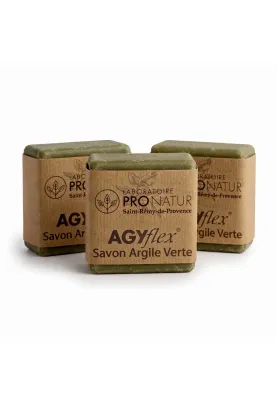 Lot de 3 SAVONS ARGILE VERTE & MENTHE - Pour un réveil des Muscles et Articulations - AGYflex® ARGILE VERTE